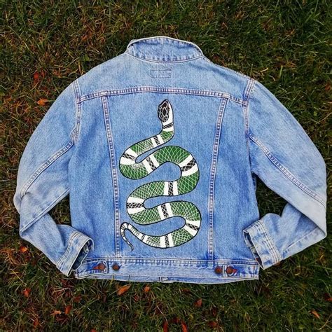 gucci white jean jacket|Gucci jean jacket with snake.